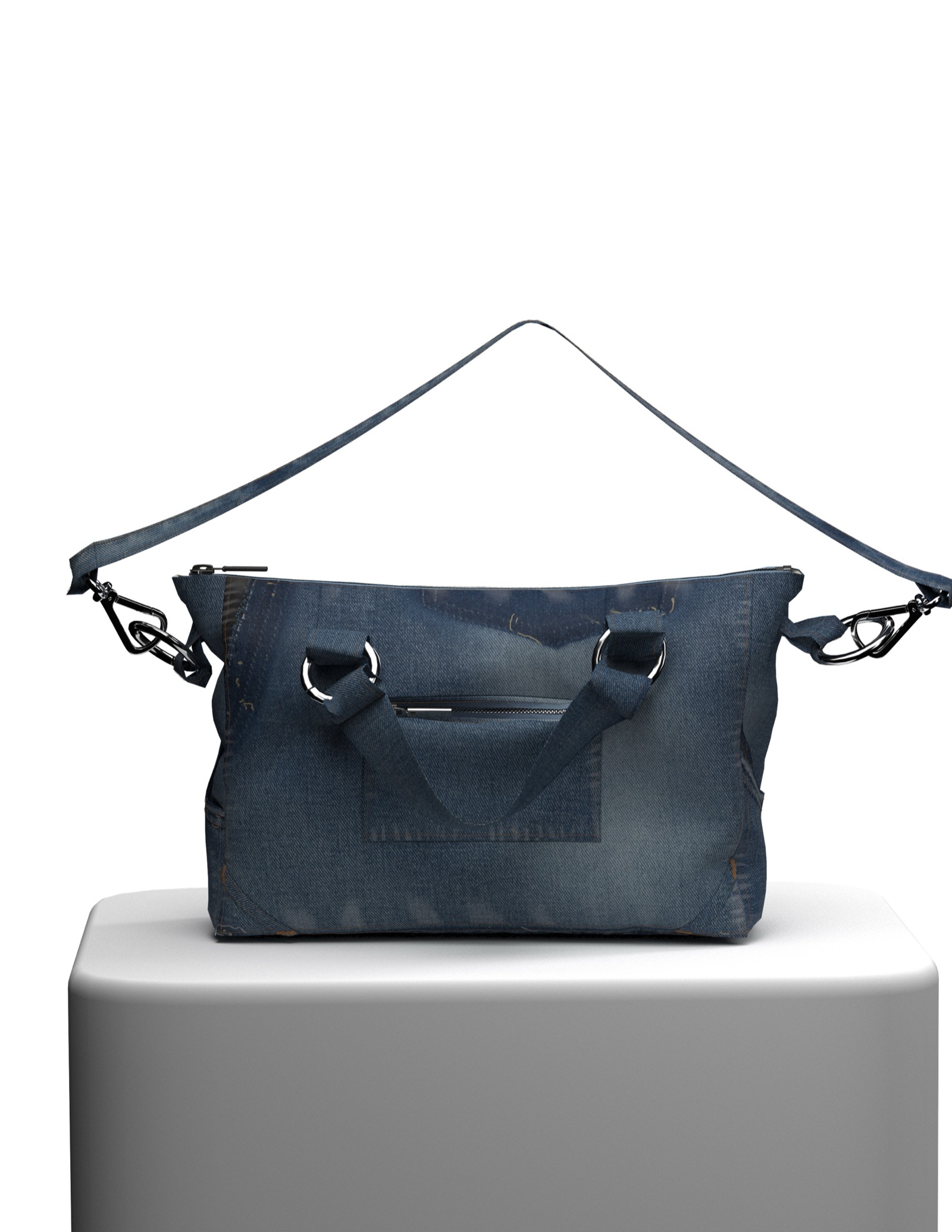 Bag render on a plinth, second view.