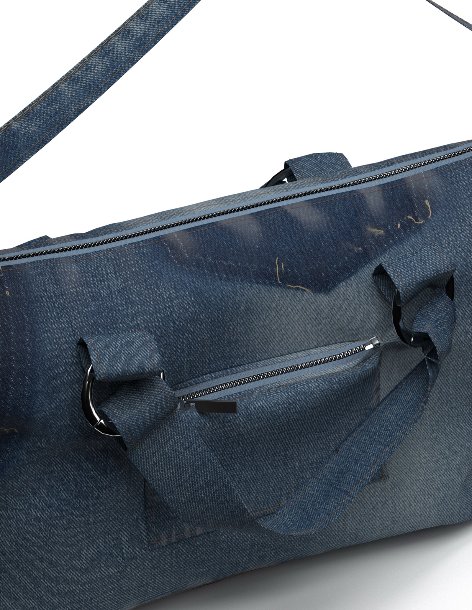 Detail: zip pocket with self-fabric strap.