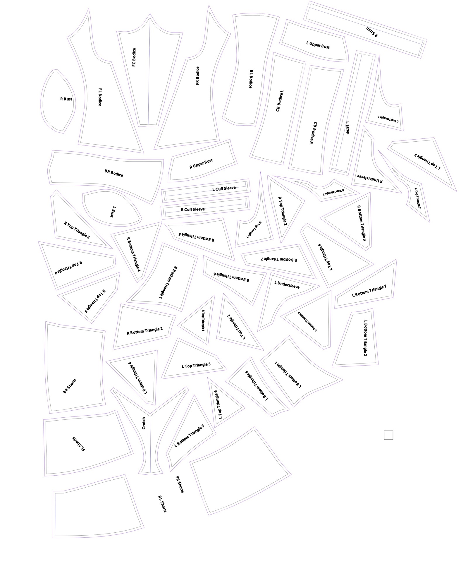 Printable layout of the form two pattern pieces.