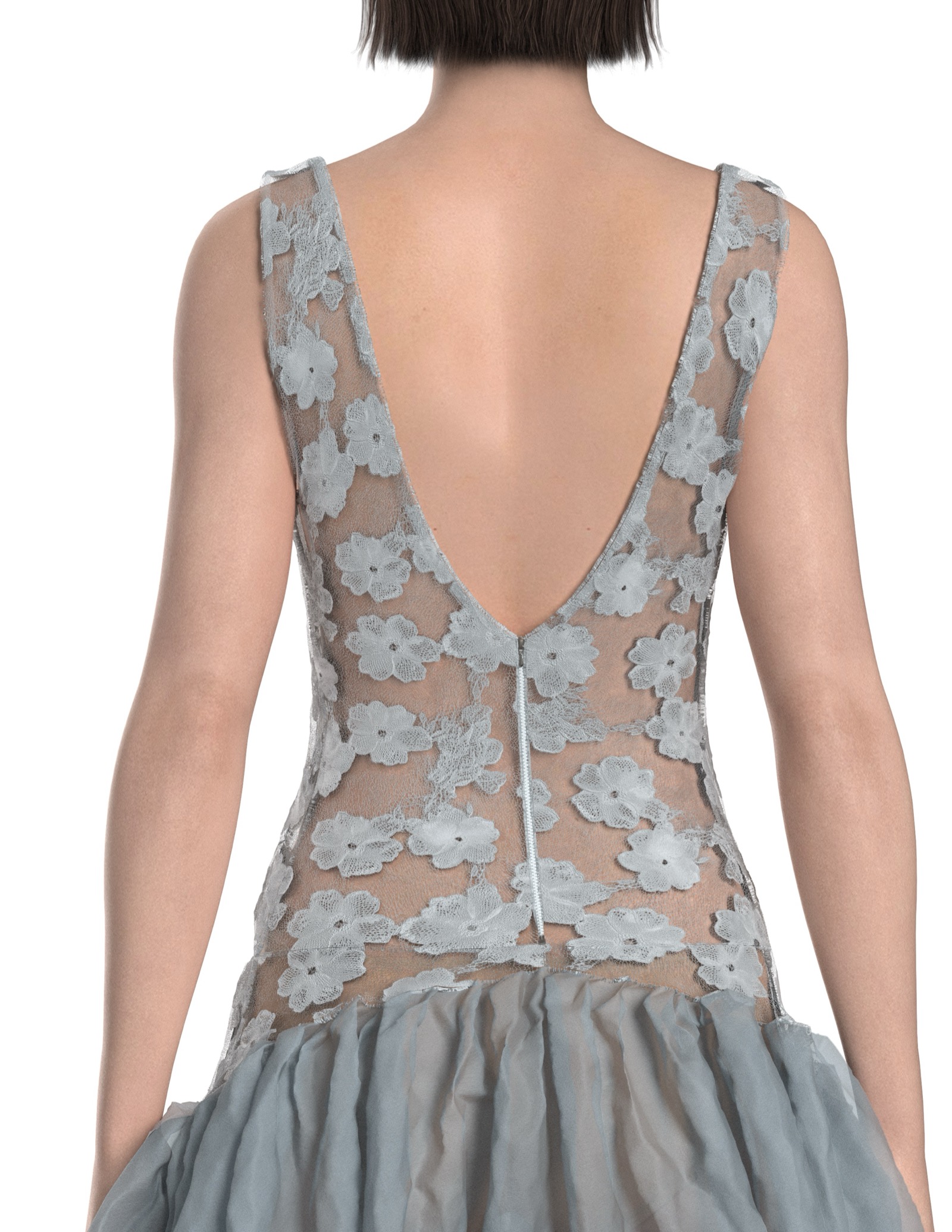 Final render detail: lace back and invisible zip.