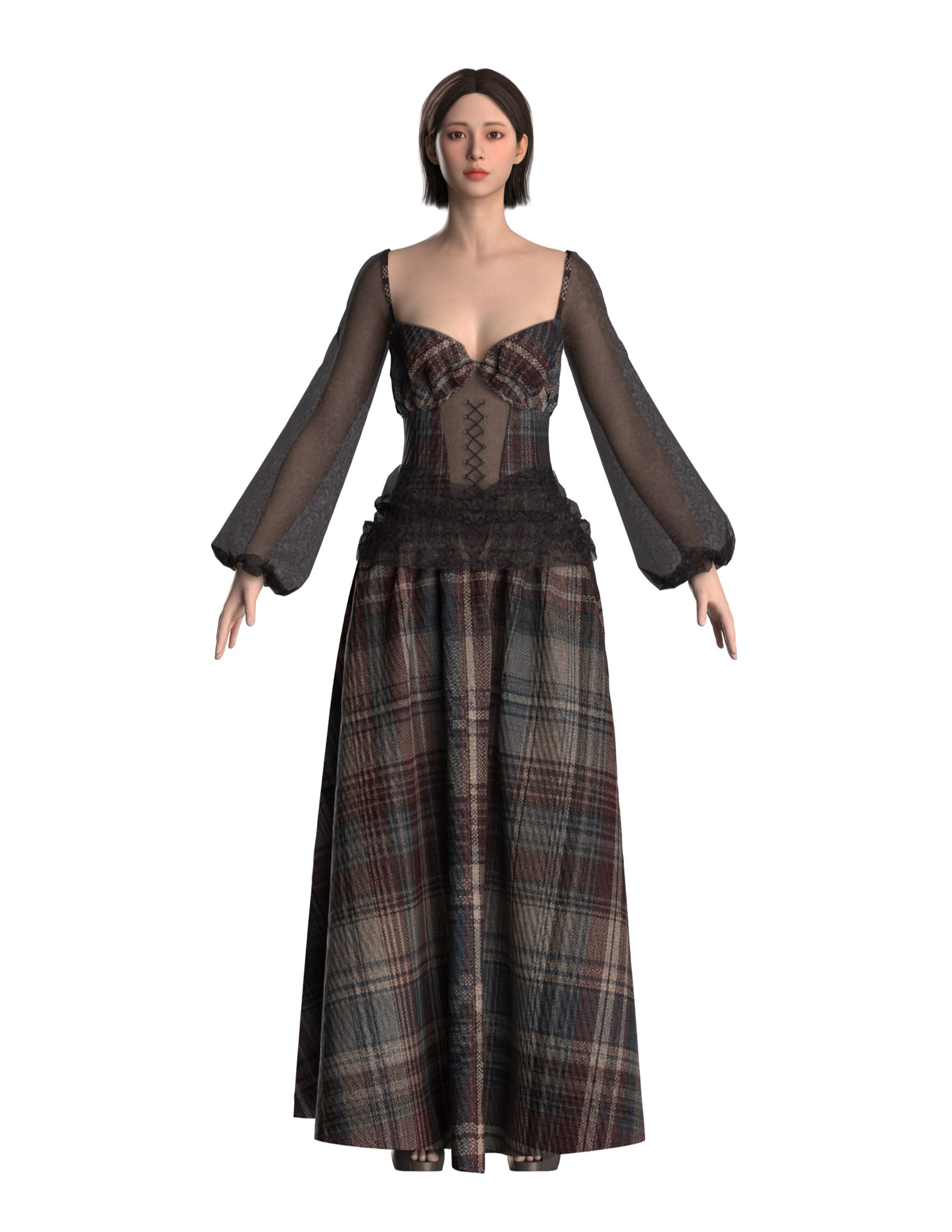 Veiled Tartan, front view.