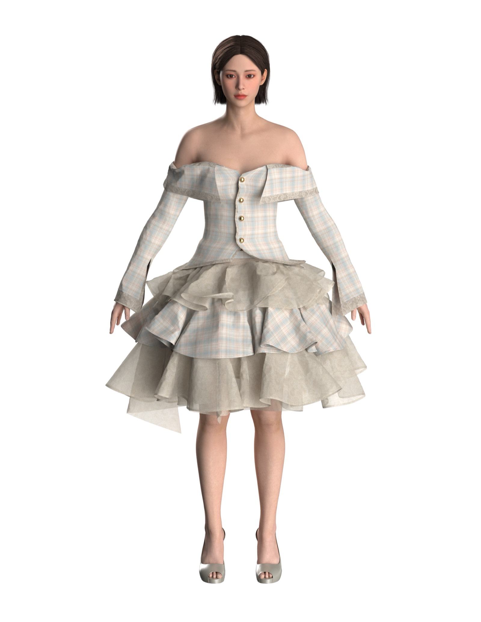 Porcelain Plaid, front view.