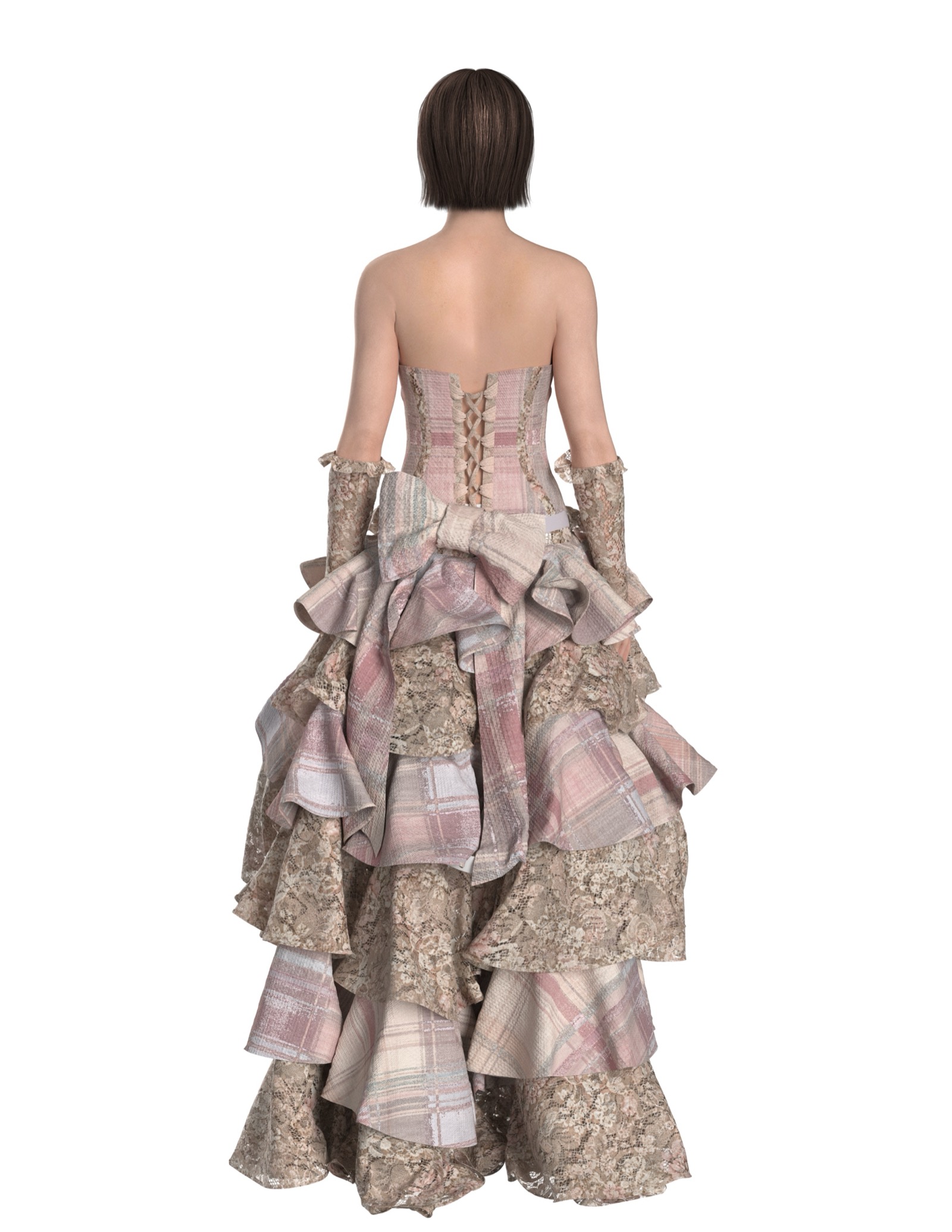 Ribboned Tartan Reverie, back view.