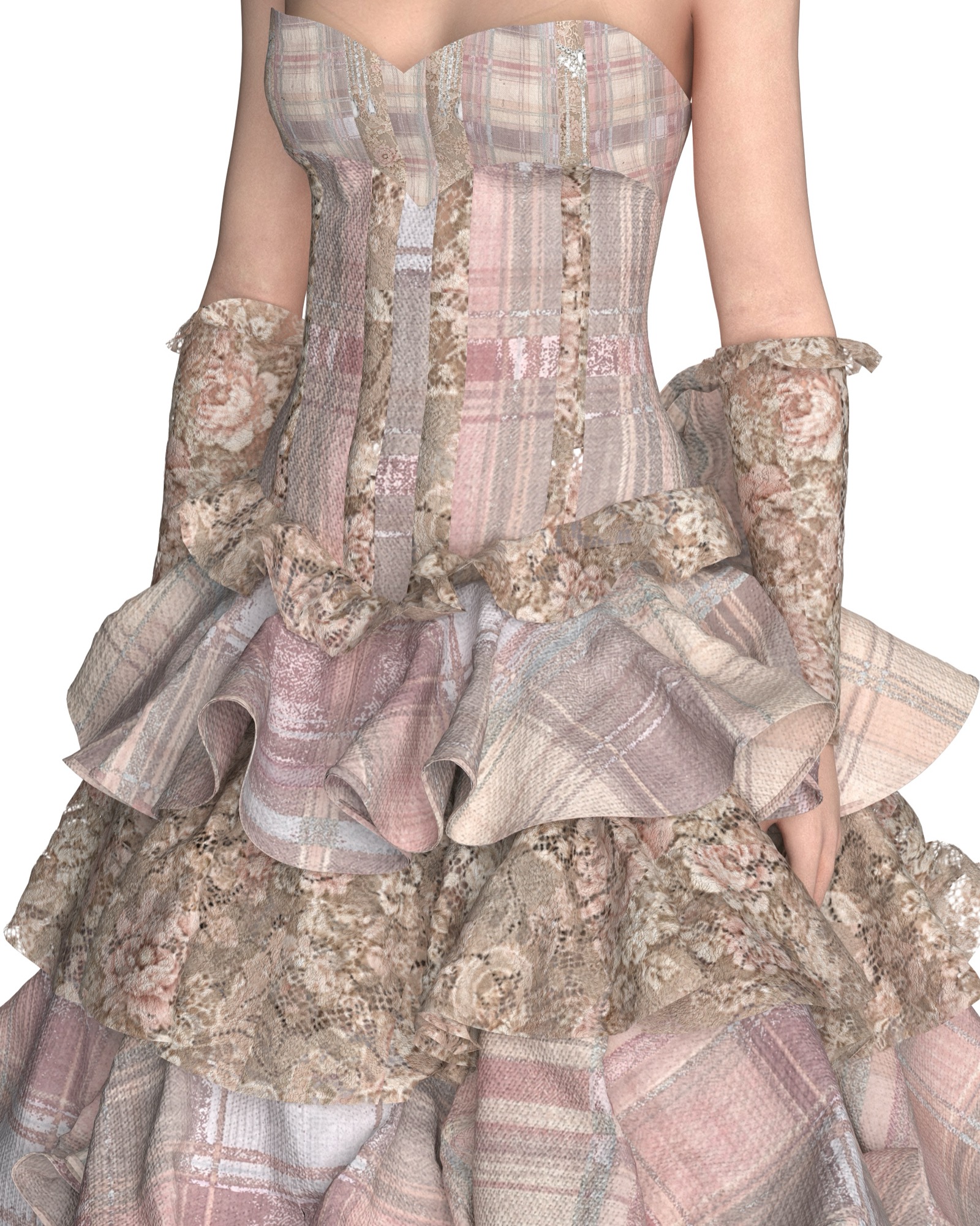 Ribboned Tartan Reverie, front detail.
